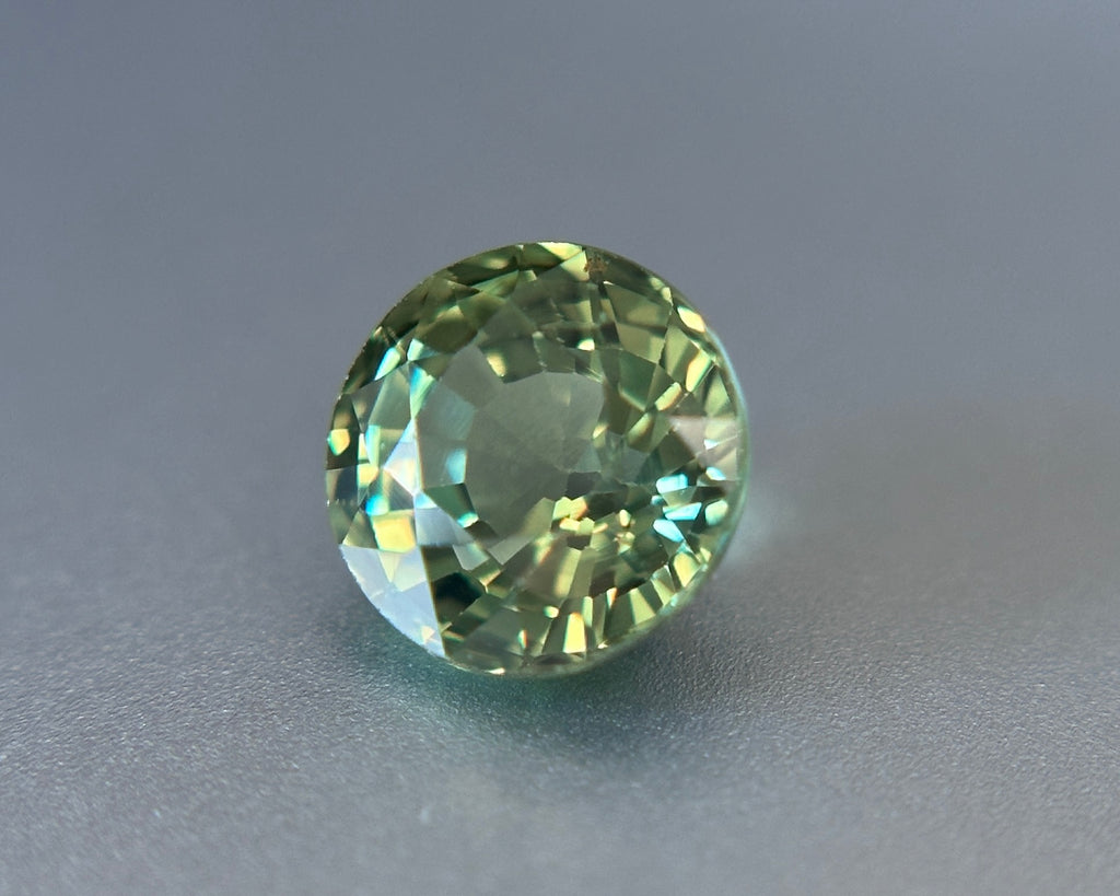 1.23 Carat Round Natural Green Sapphire